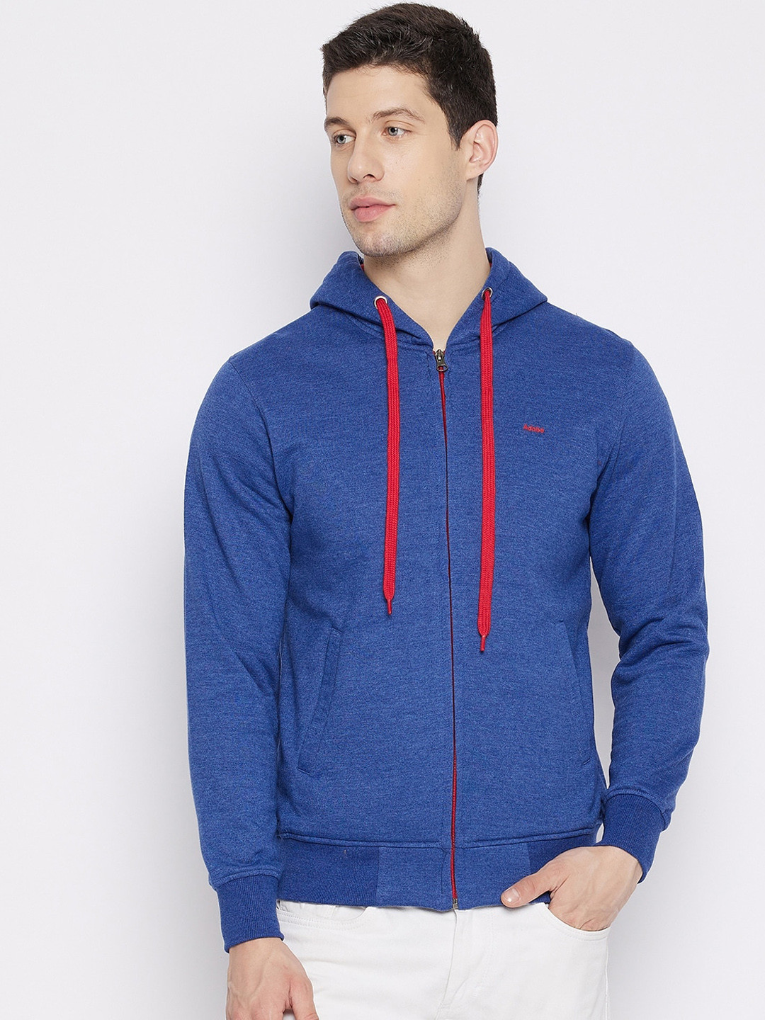 

Adobe Men Blue Hooded Cotton Sweatshirt