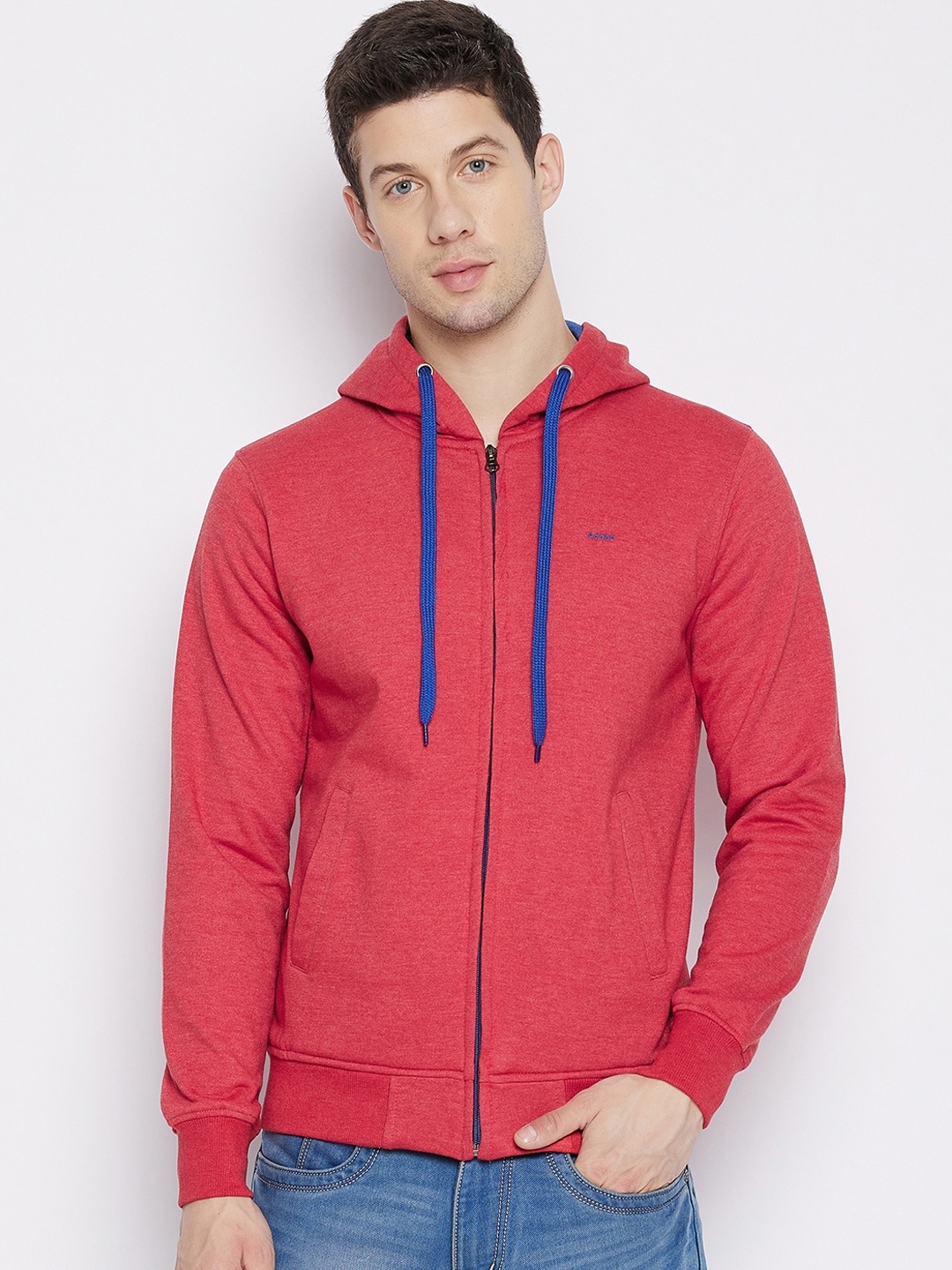 

Adobe Men Red Hooded Cotton Sweatshirt