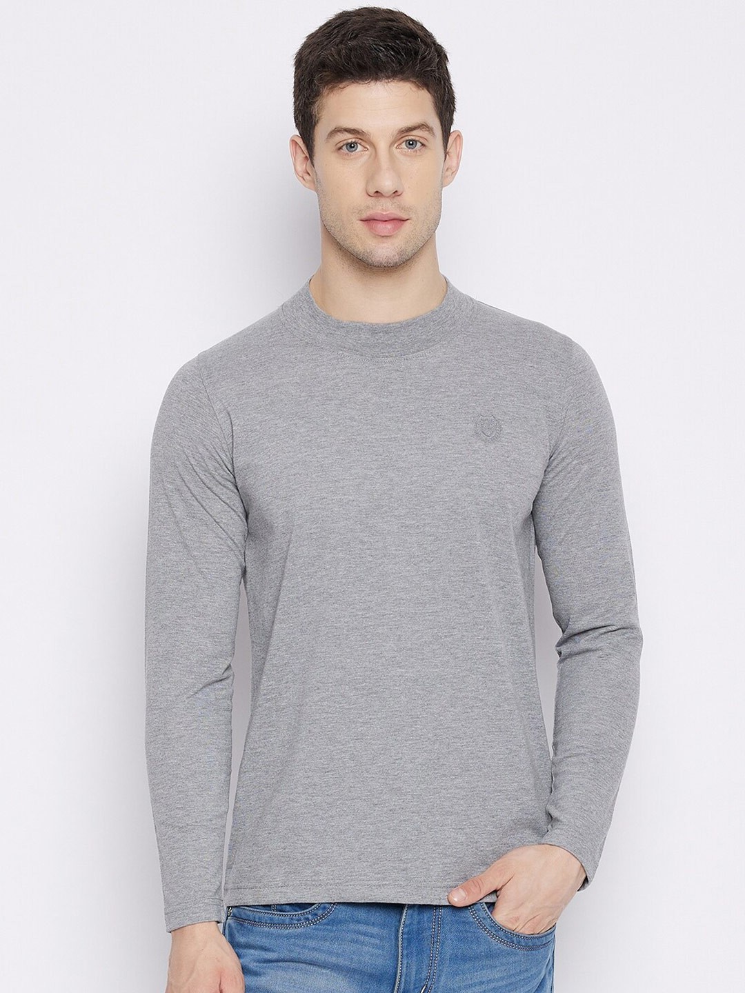 

Adobe Men Grey Melange T-shirt