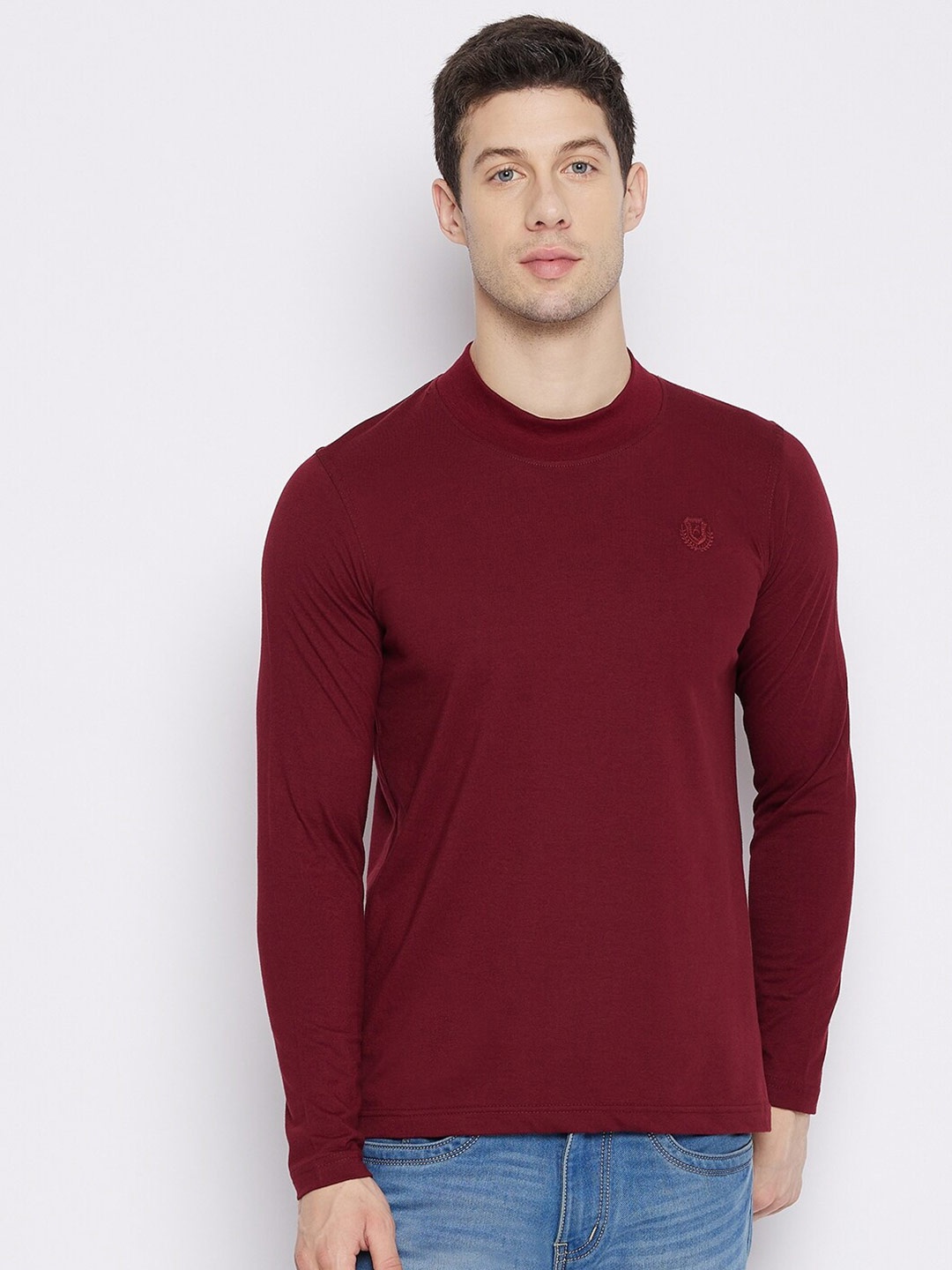 Adobe Men Burgundy High Neck T-shirt