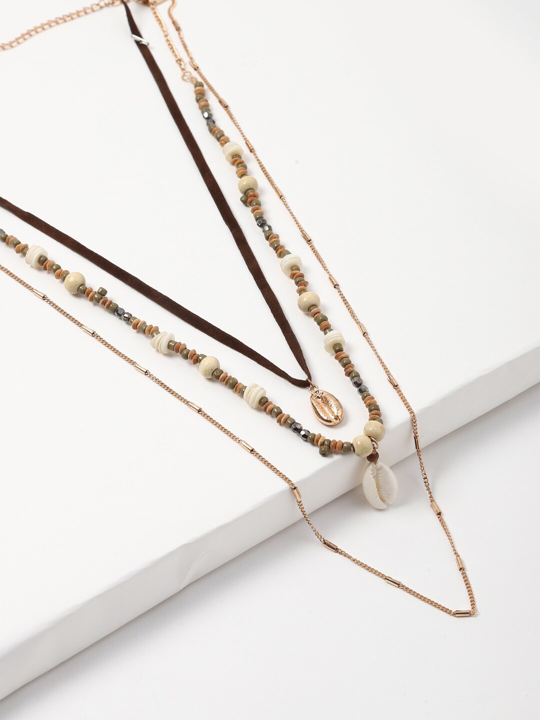 

FOREVER 21 Gold-Toned & Brown Layered Chain