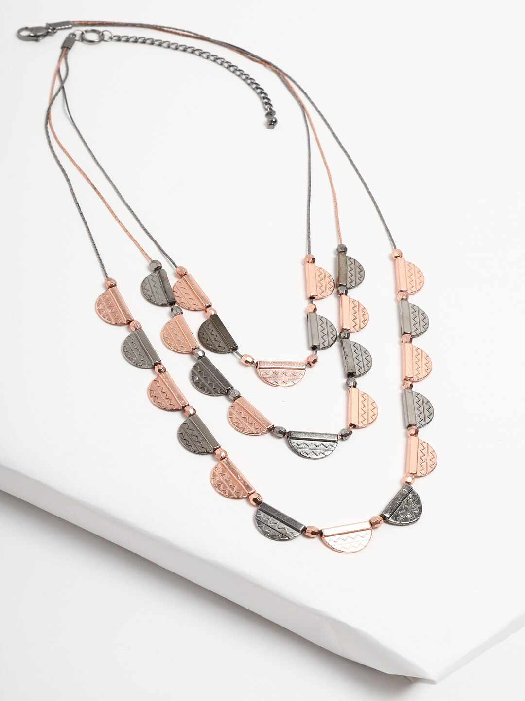 

FOREVER 21 Grey & Rose Gold Layered Necklace
