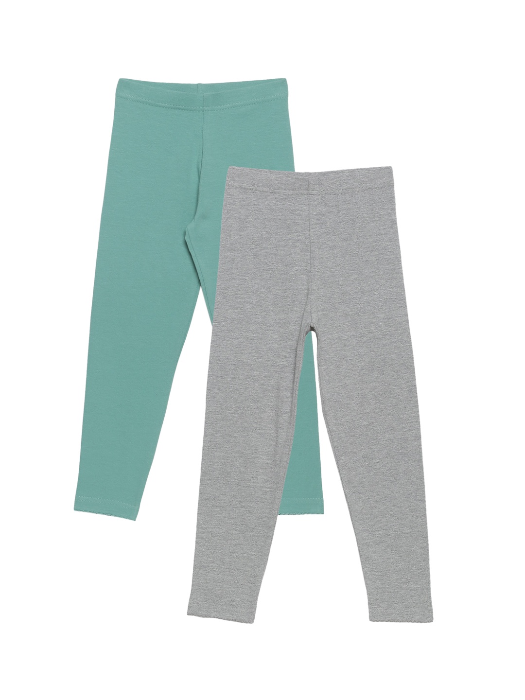 

PLUM TREE Girls Pack Of 2 Solid Cotton Ankle-Length Leggings, Grey