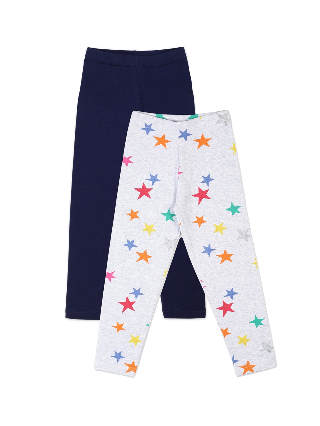 

PLUM TREE Girls Pack Of 2 Cotton Ankle Length Leggings, Navy blue
