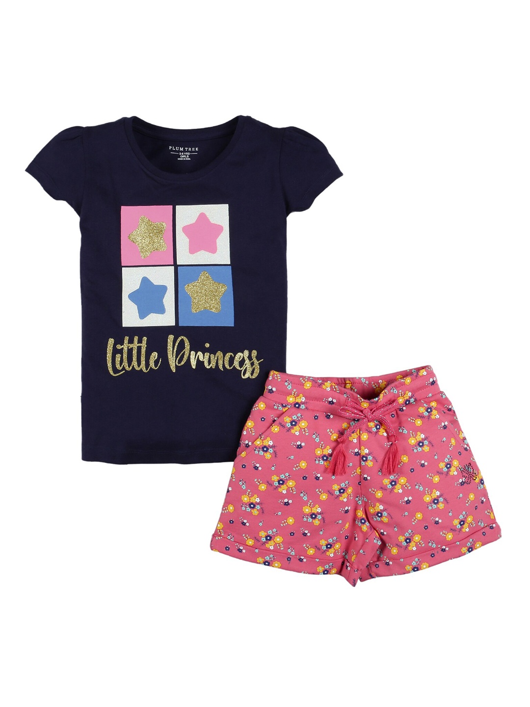 

PLUM TREE Girls Blue & Pink Top with Shorts