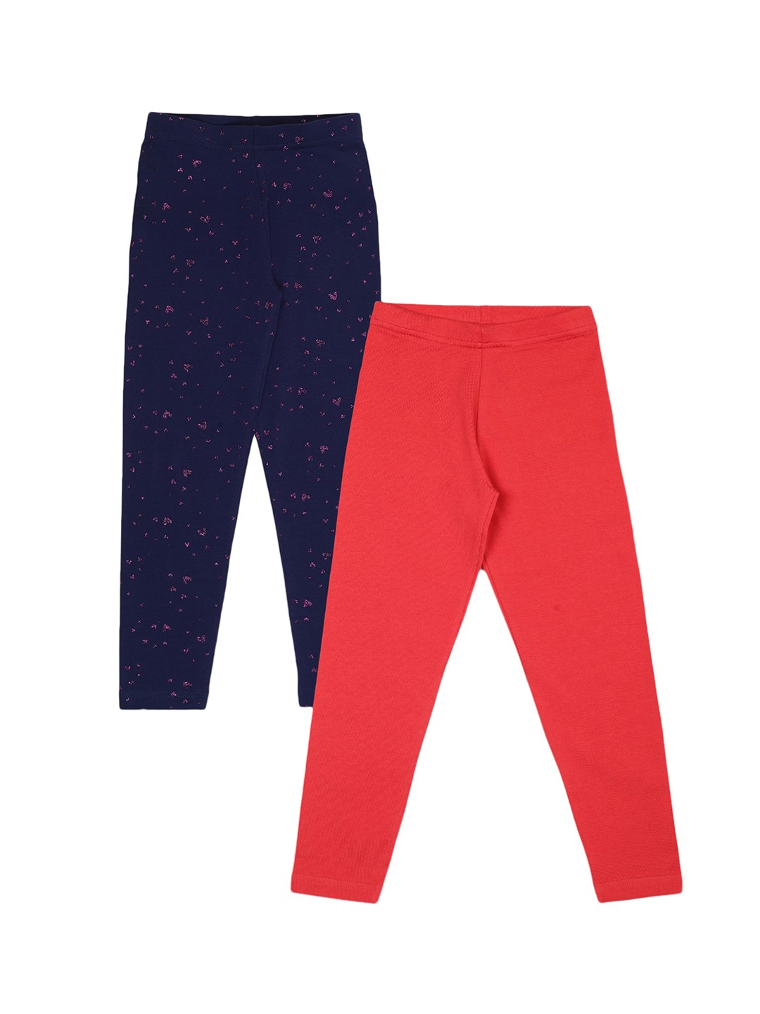 

PLUM TREE Girls Pack Of 2 Cotton Ankle-Length Leggings, Coral