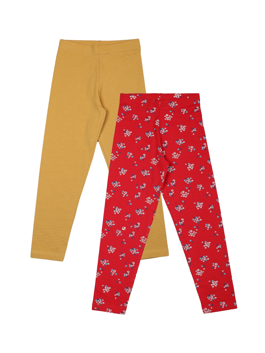 

PLUM TREE Girls Pack Of 2 Cotton Ankle-Length Leggings, Red