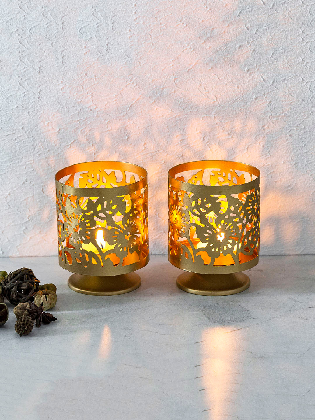 

Home Centre Set Of 2 Gold-Toned Temple Light Holders