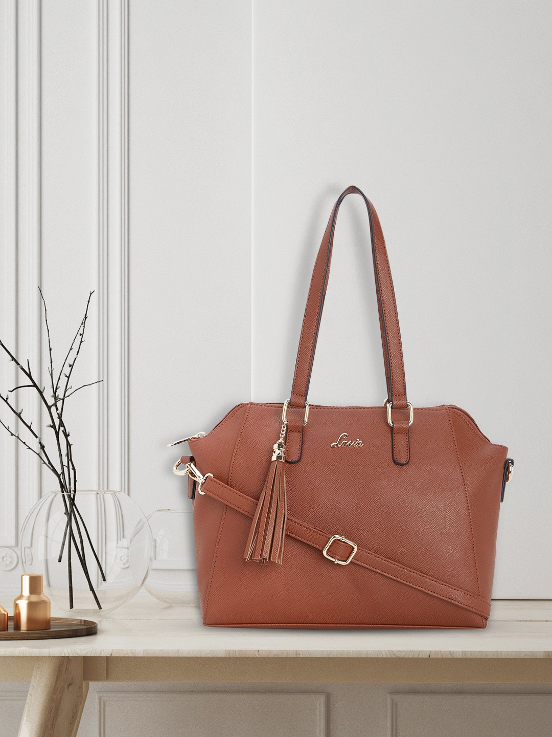 

Lavie Tan Brown PU Structured Shoulder Bag