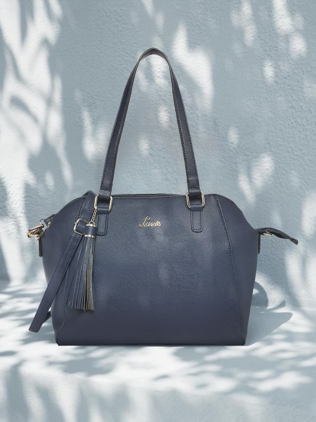 

Lavie Navy Blue Solid Structured Shoulder Bag