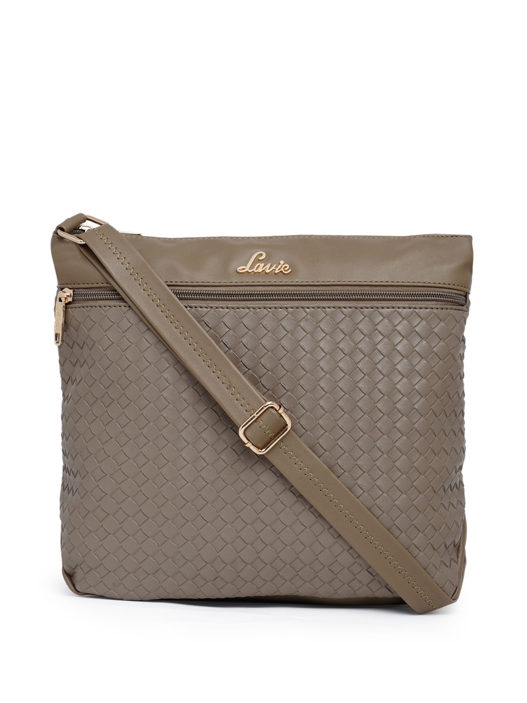 

Lavie Mobell Weave Beige Textured Structured Sling Bag