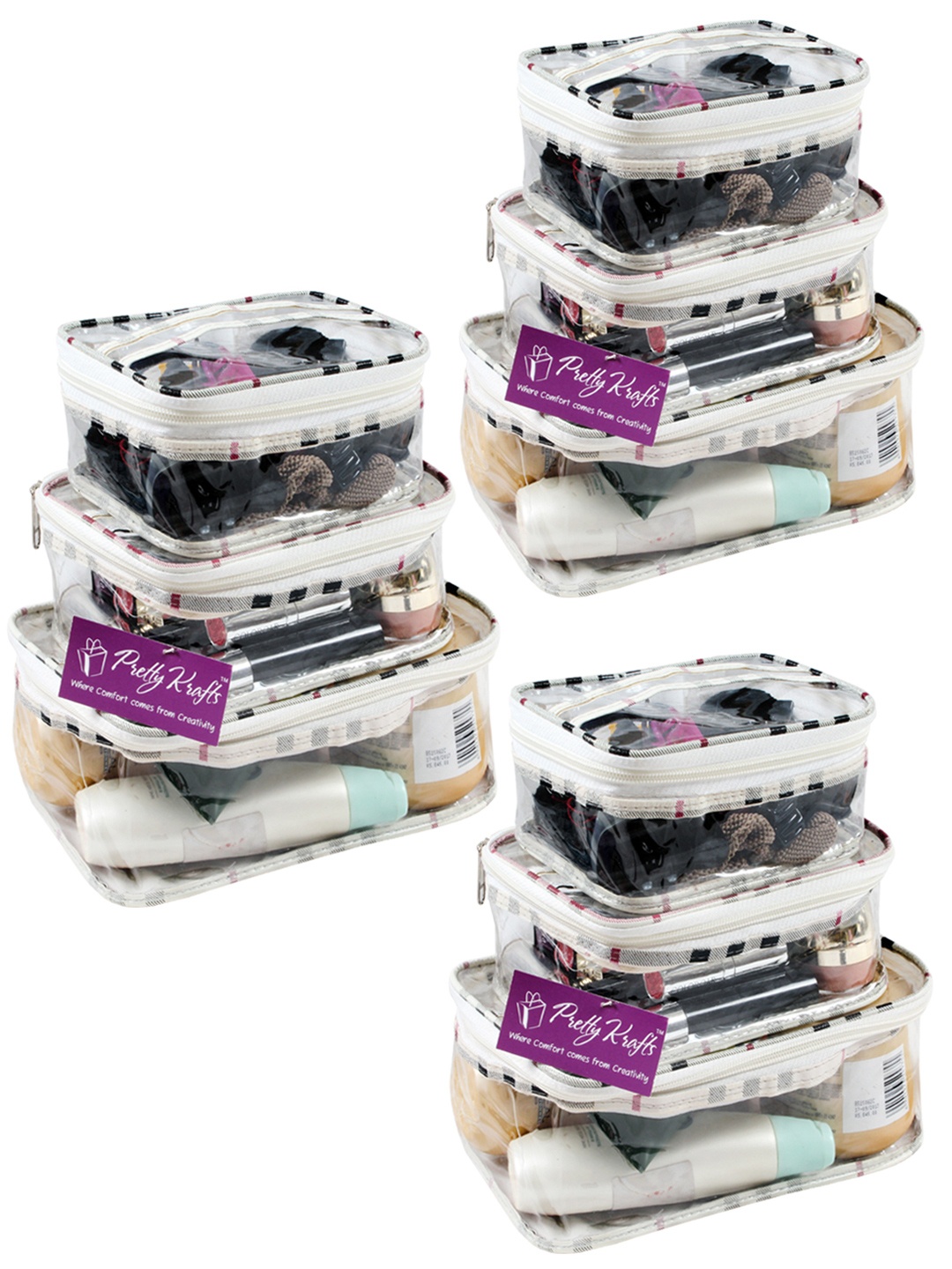 

prettykrafts Set of 9 Travel Toiletry Bag, Transparent