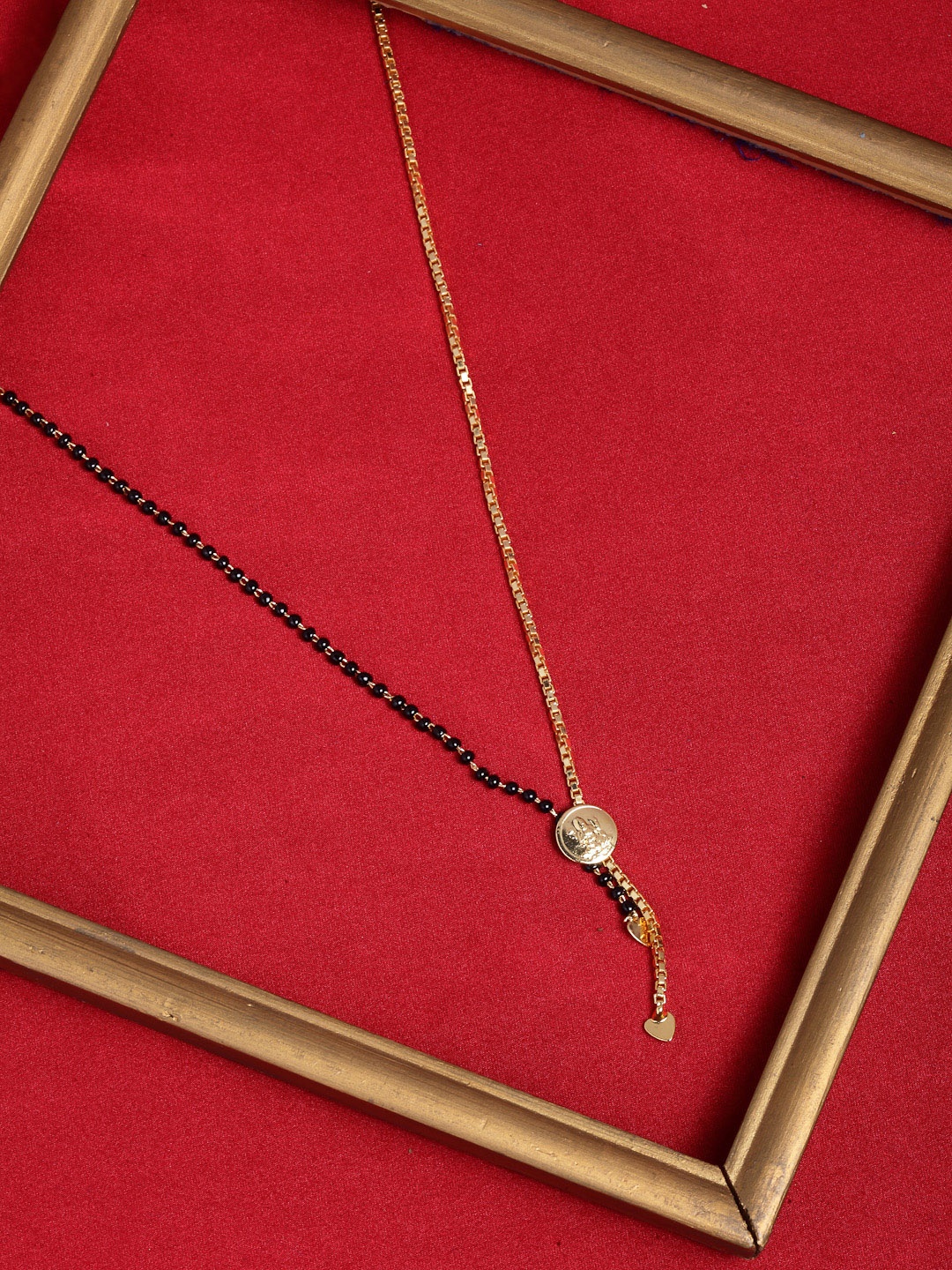 

PANASH Gold-Plated & Black Beaded Mangalsutra