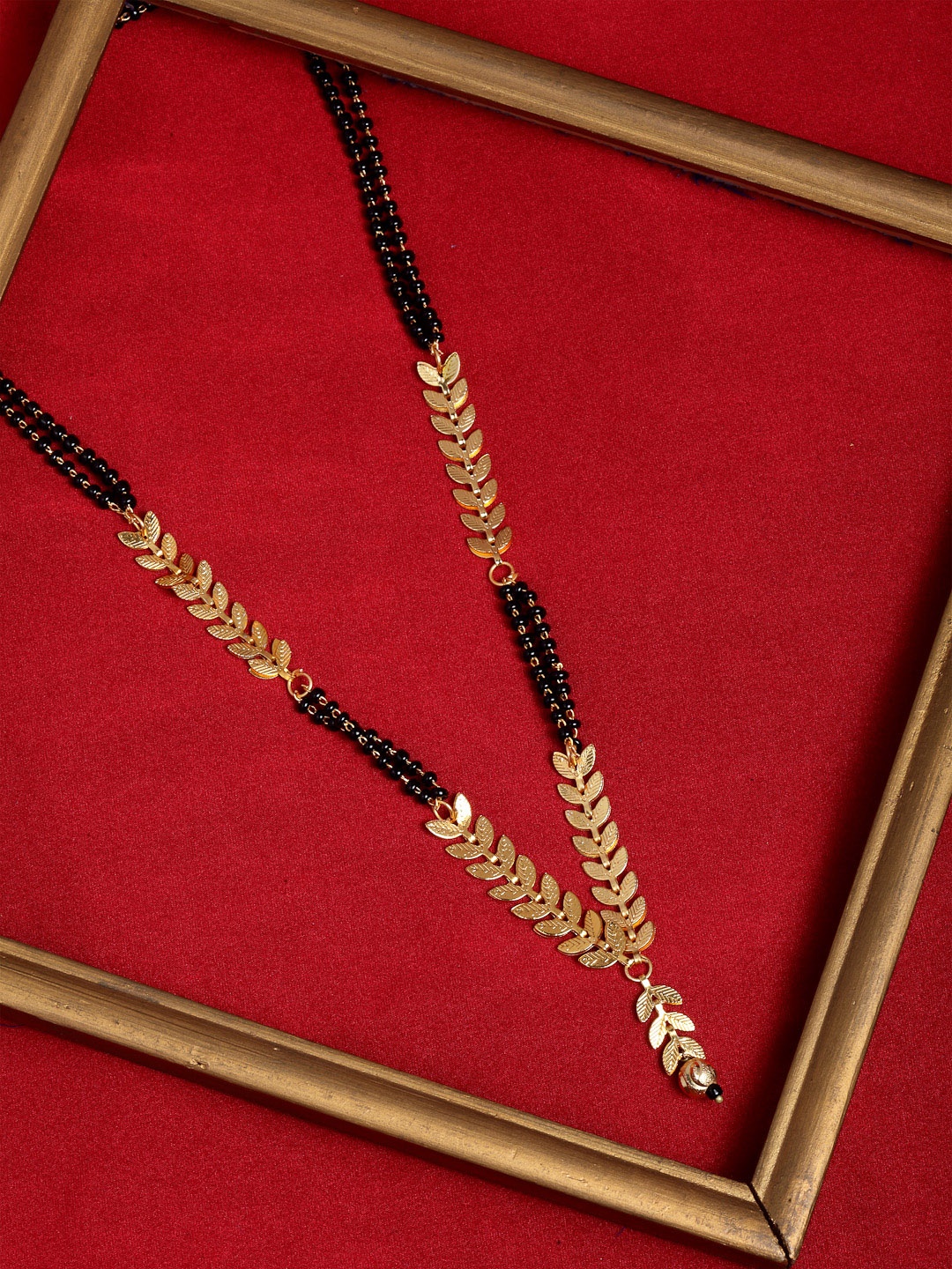 

PANASH Gold-Plated Black Beaded Mangalsutra