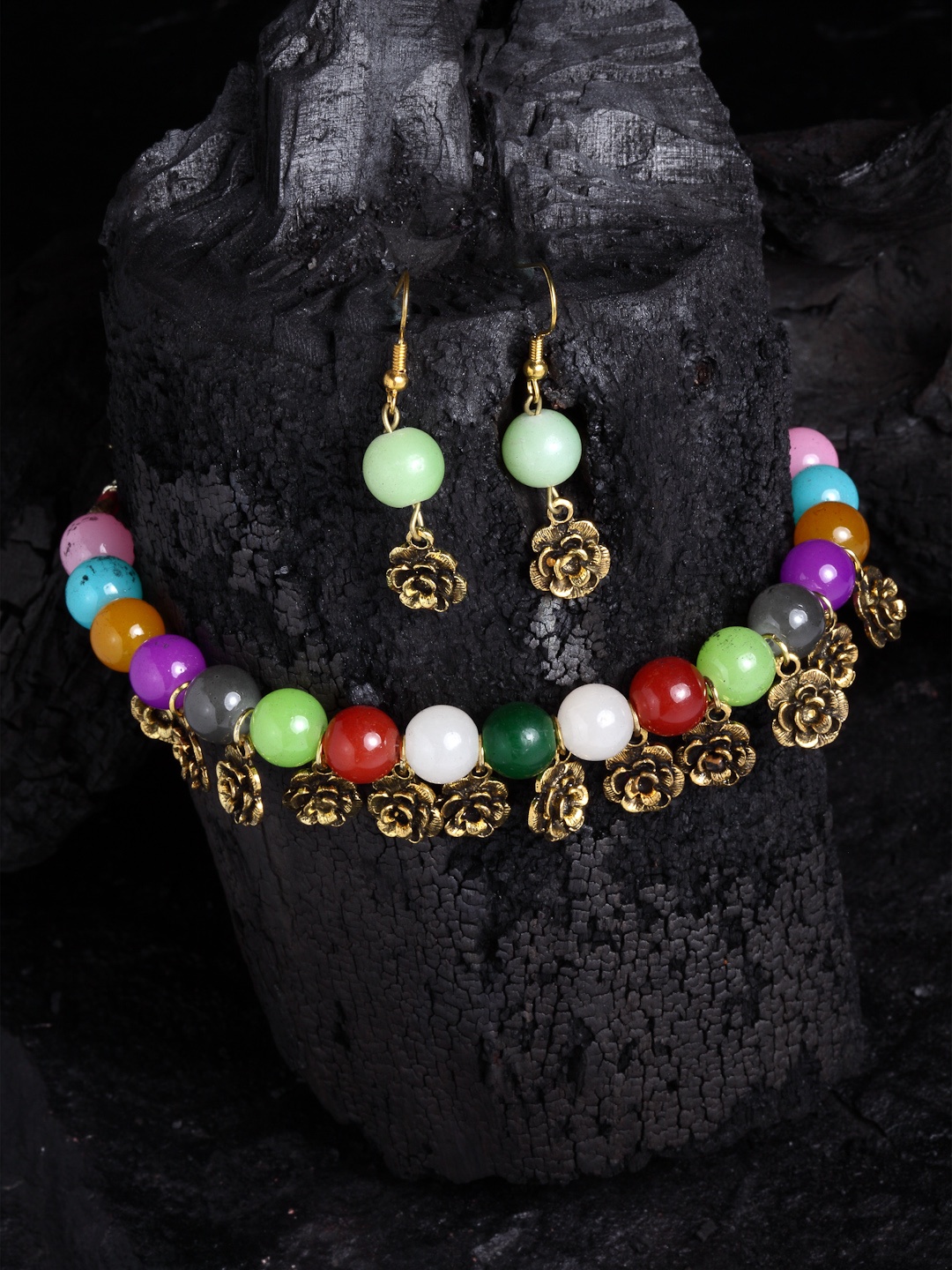 

PANASH Gold-Plated & Multicoloured Jewellery Set