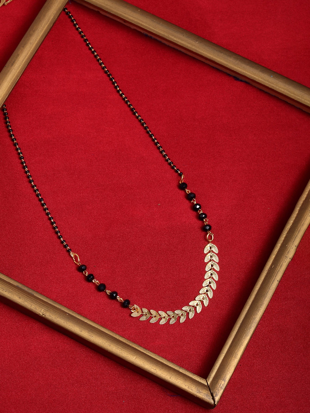 

PANASH Gold-Plated Black Beaded Mangalsutra