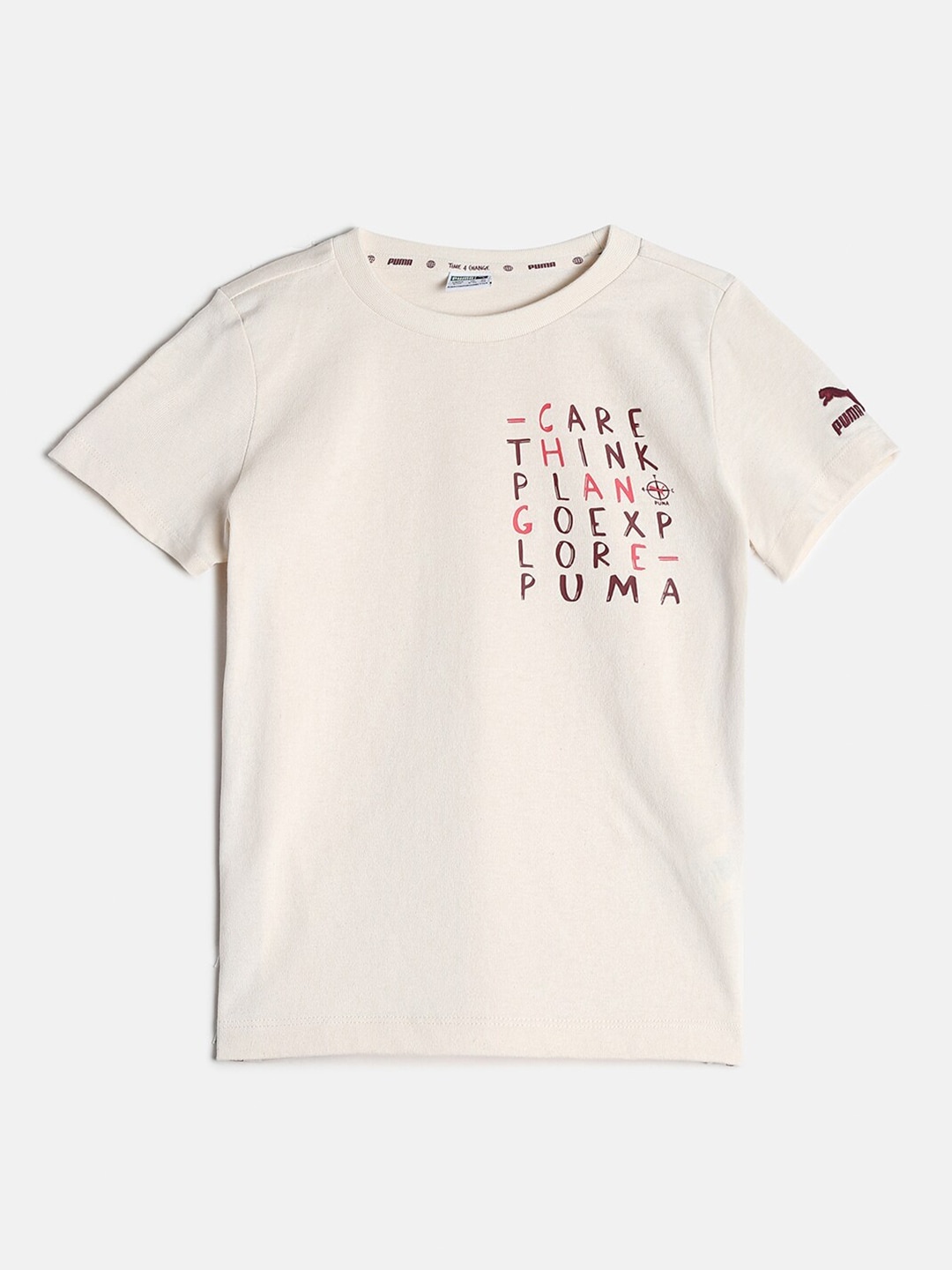 

Puma Kids Cream Printed Regular Fit T-shirt