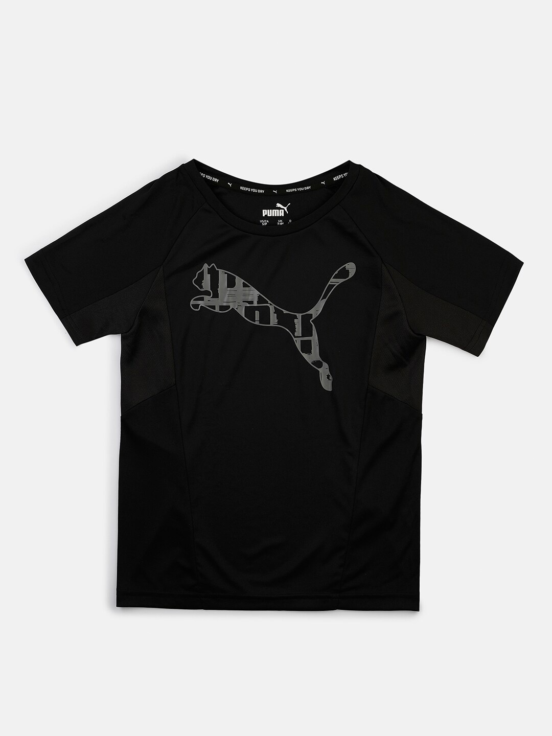 

Puma Boys Black Brand Logo Printed T-shirt