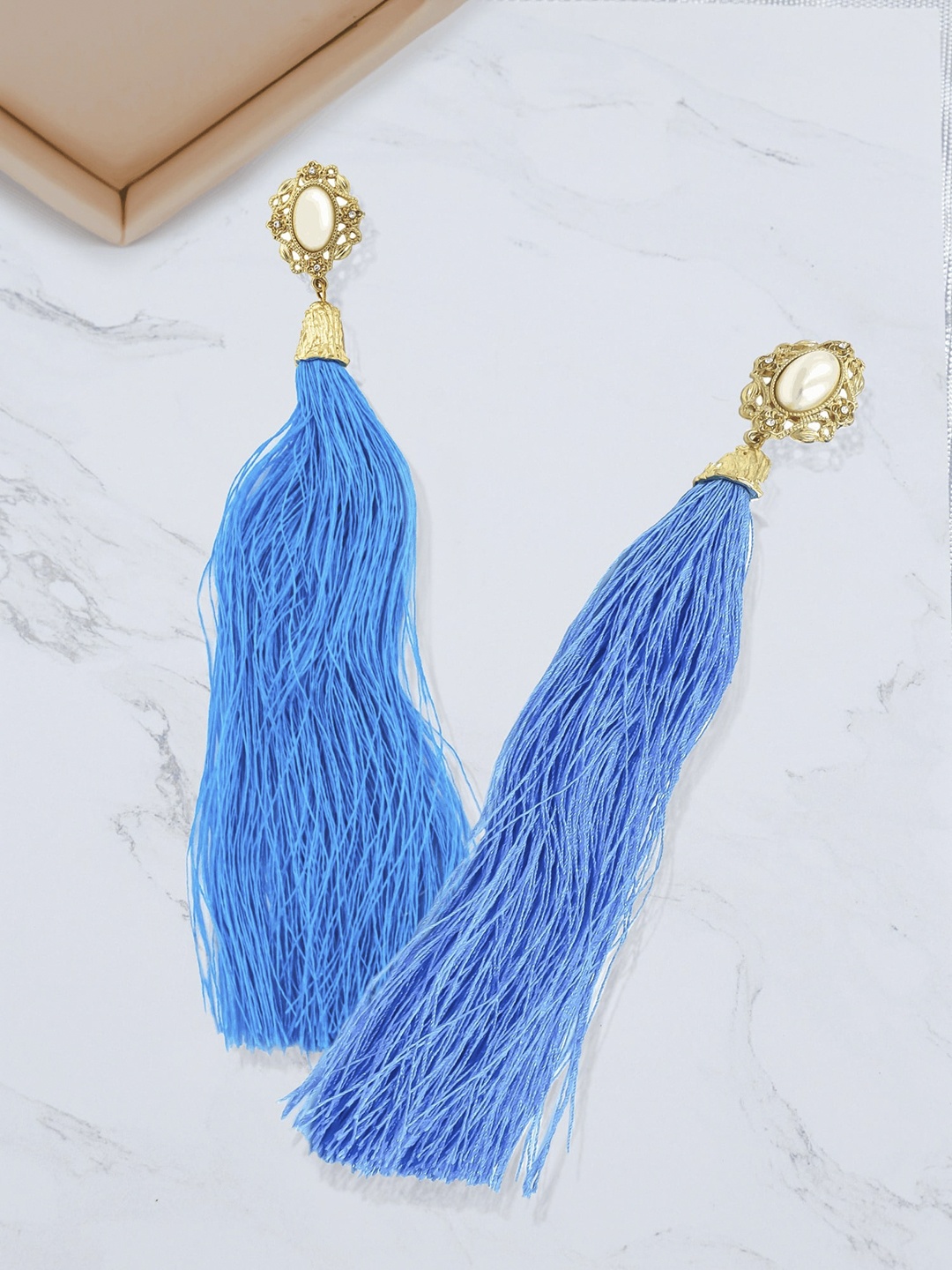 

Bellofox Blue & White Contemporary Drop Earrings