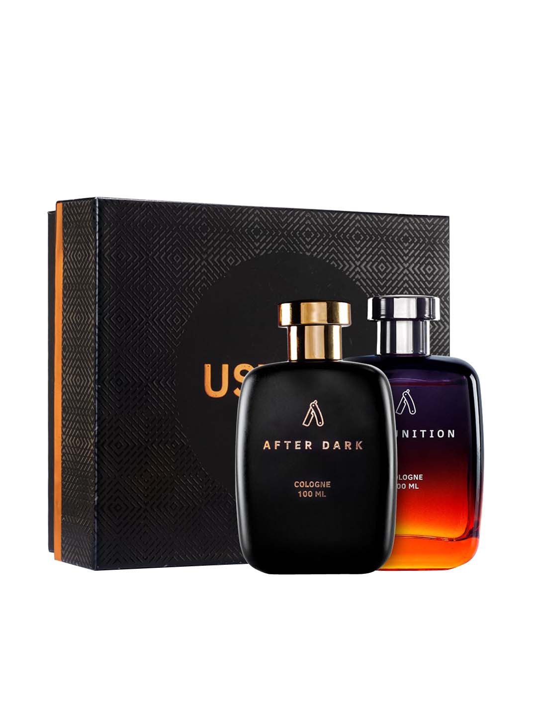 

Ustraa Set of 2 Fragrance Gift Box - Ammunition Cologne & After Dark Cologne, Black