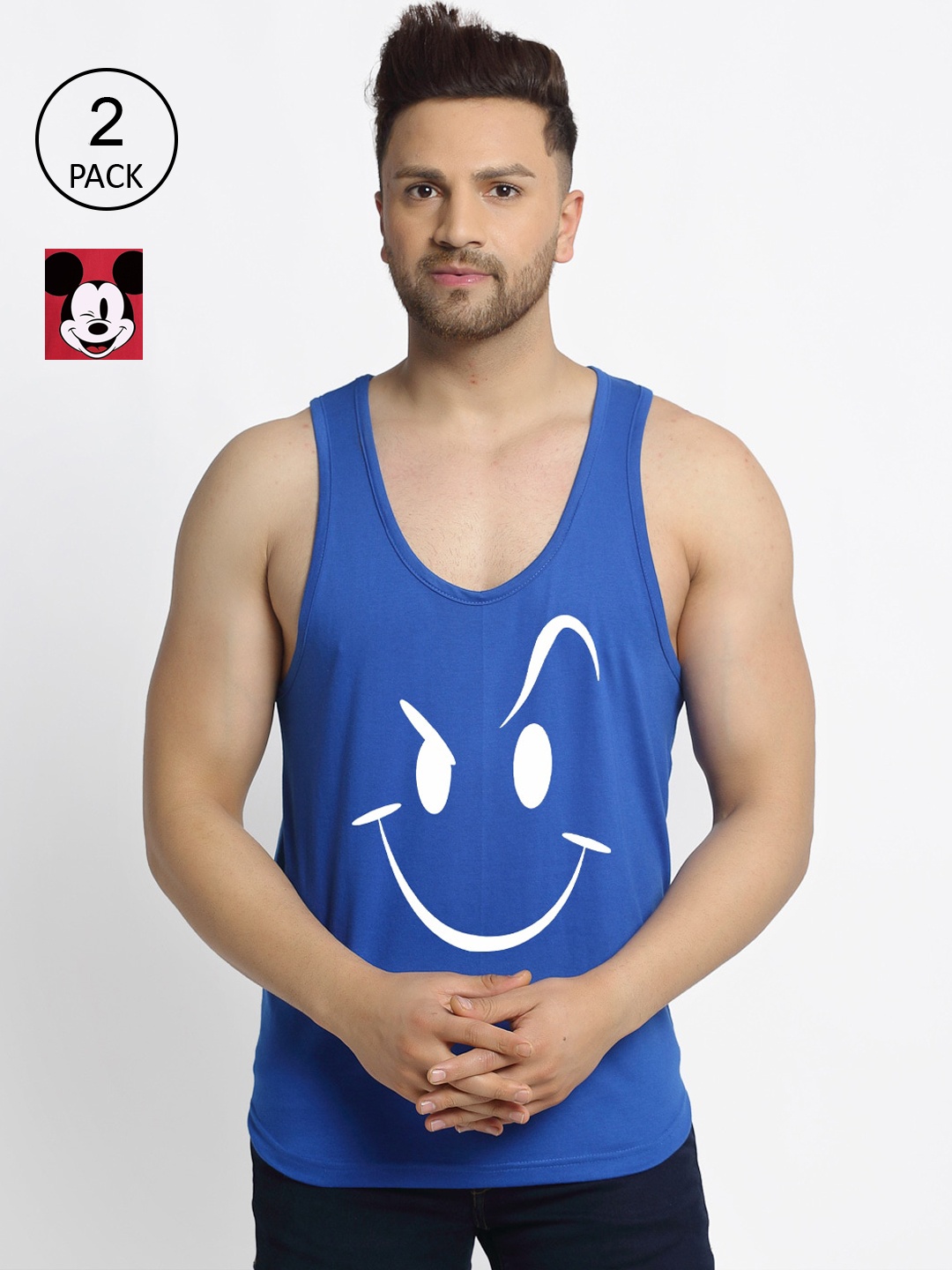 

Friskers Pack Of 2 Printed Sleeveless Tank T-Shirts, Maroon