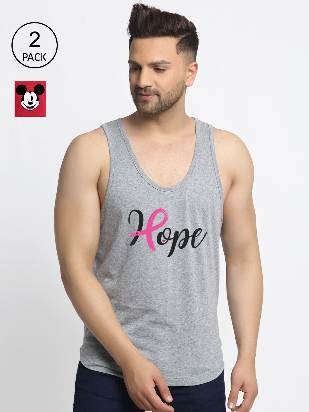 

Friskers Pack Of 2 Printed Sleeveless Gym Vest, Maroon