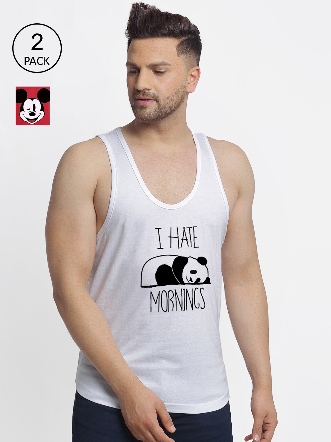 

Friskers Men Maroon & White 2 Mickey Mouse Printed T-shirt