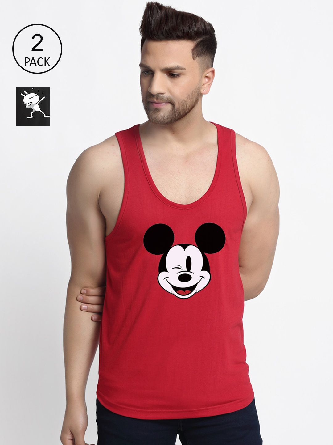 

Friskers Men Maroon & Black 2 Mickey Mouse Printed T-shirt