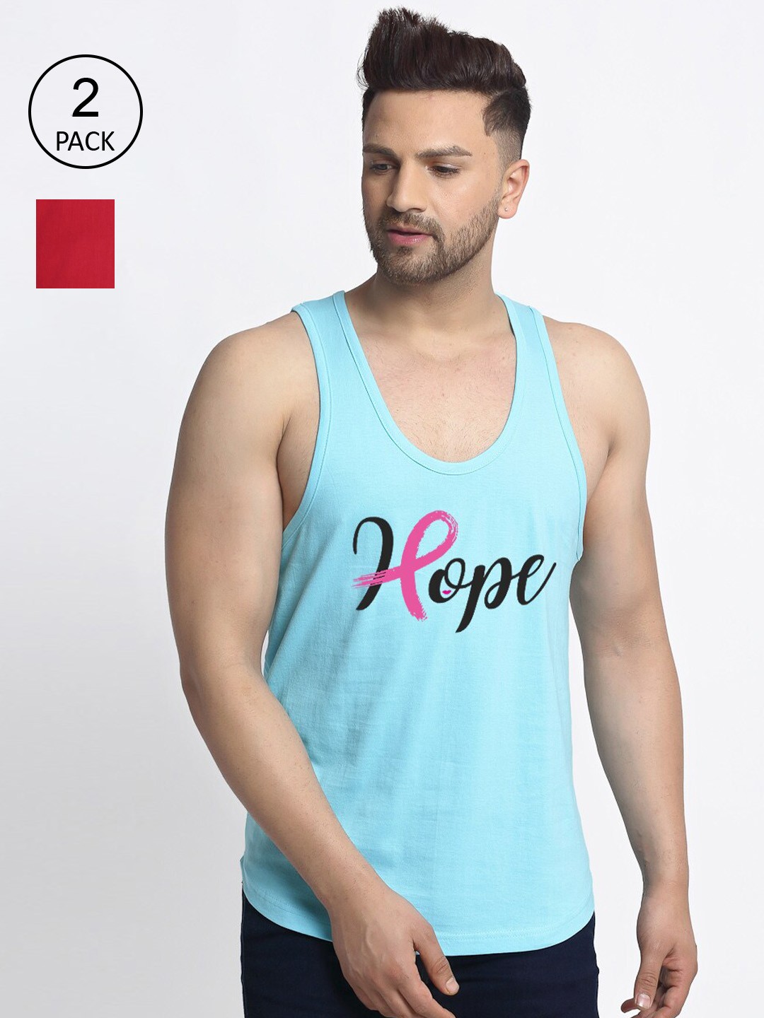 

Friskers Men Maroon & Turquoise Blue Typography 2 Printed T-shirt
