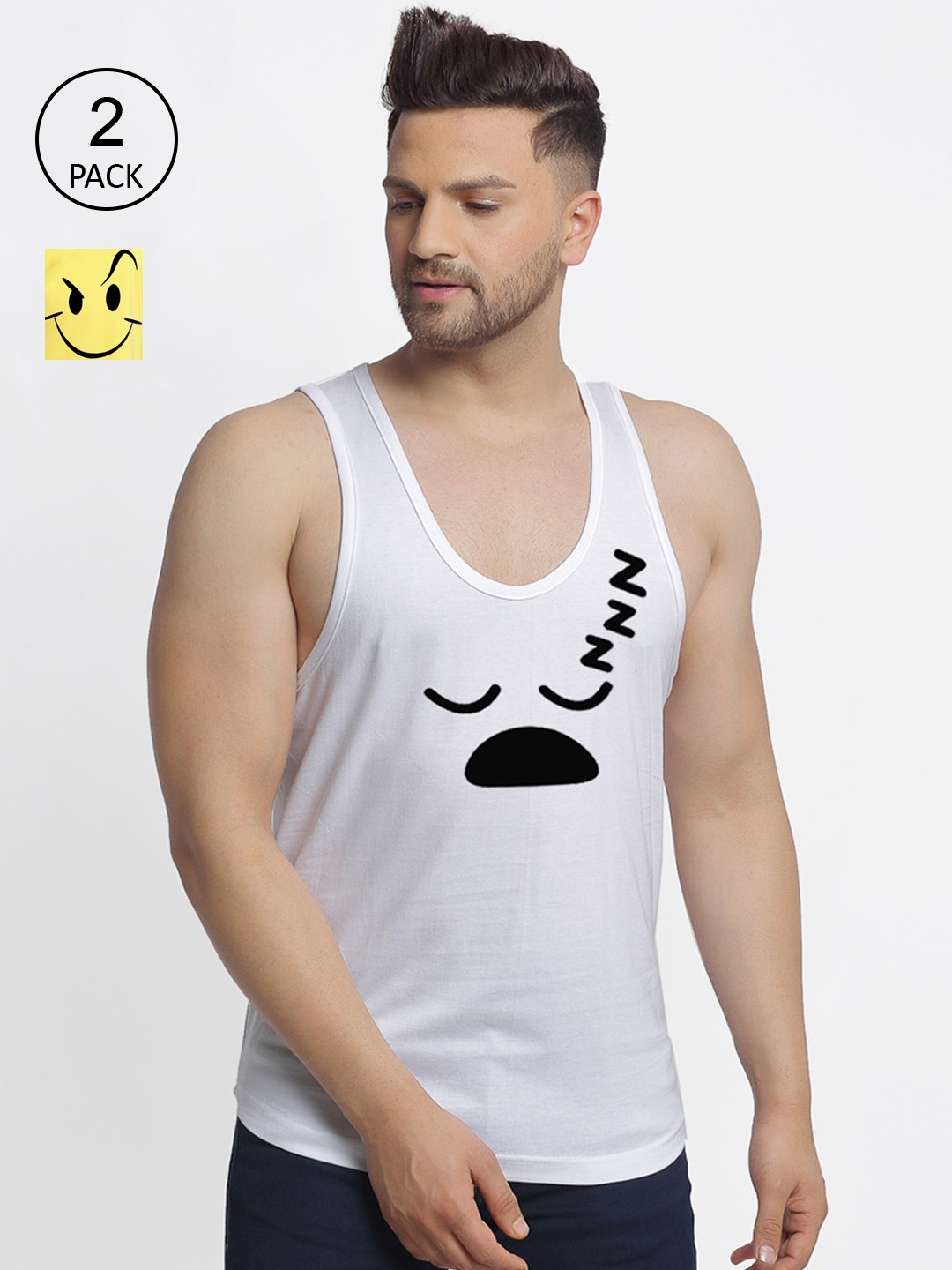 

Friskers Men White & Yellow 2 Printed T-shirt