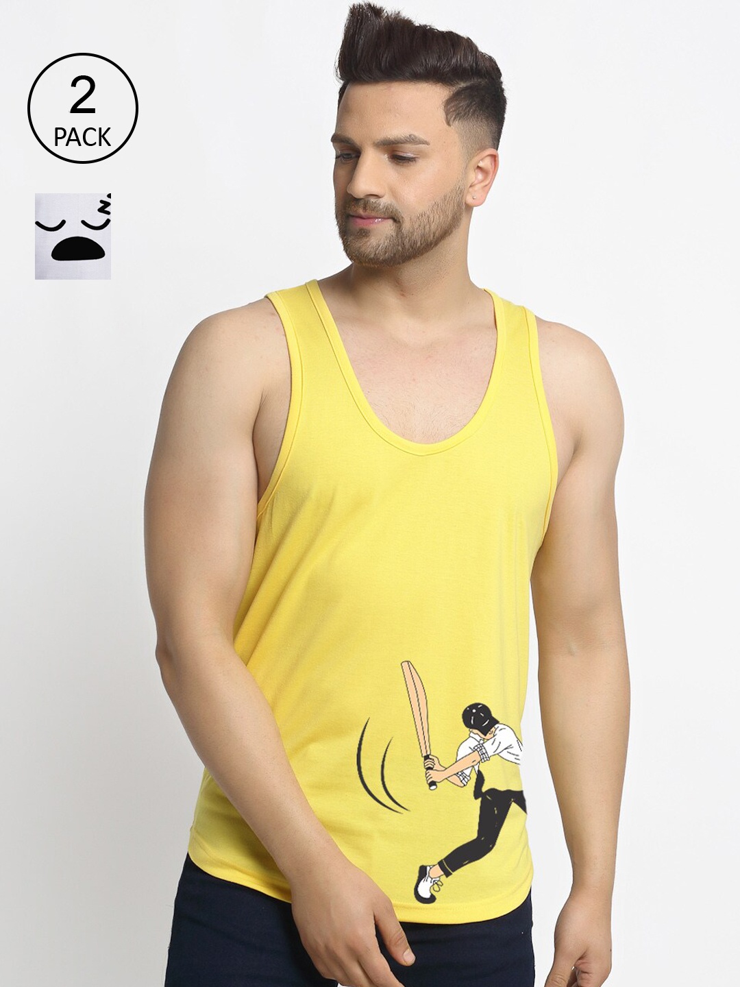 

Friskers Men White & Yellow 2 Printed T-shirt