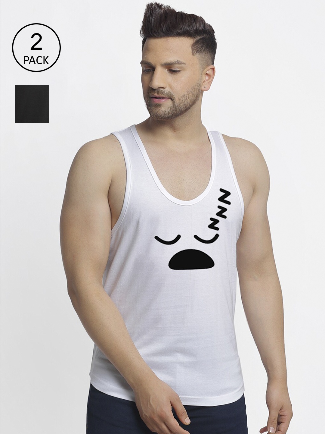 

Friskers Men White & Black 2 Printed T-shirt