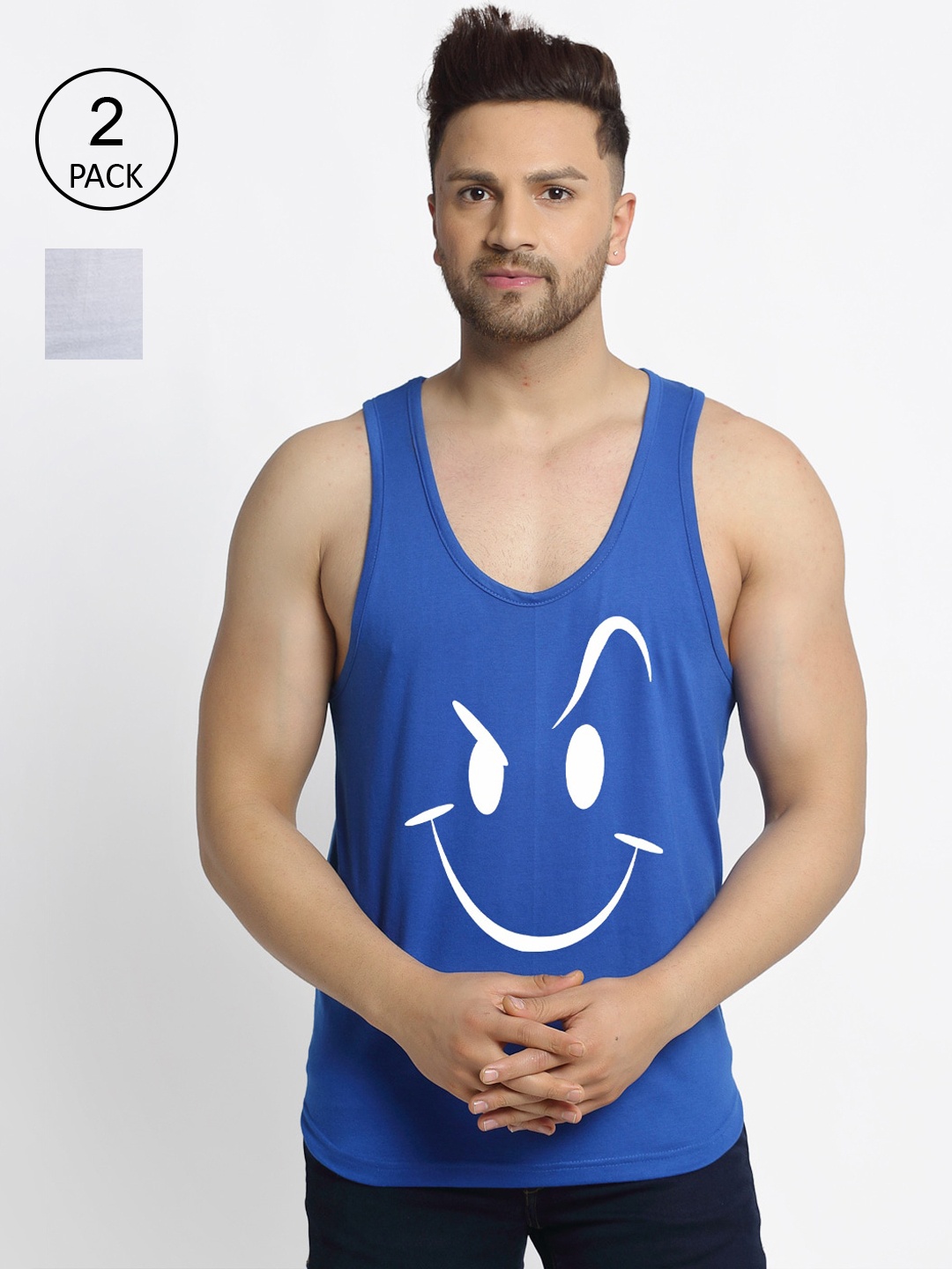 

Friskers Men White & Blue 2 Printed T-shirt