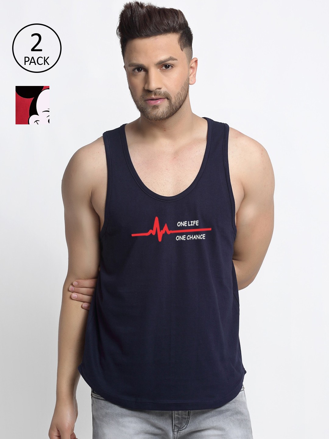 

Friskers Men Maroon & Navy Blue Typography 2 Printed T-shirt