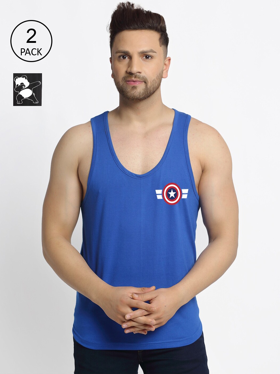 Friskers Men Black & Blue Captain America Printed T-shirt