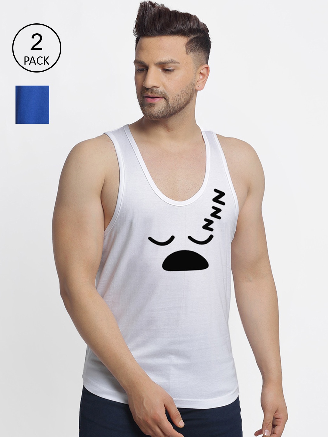 

Friskers Men White & Blue 2 Printed T-shirt