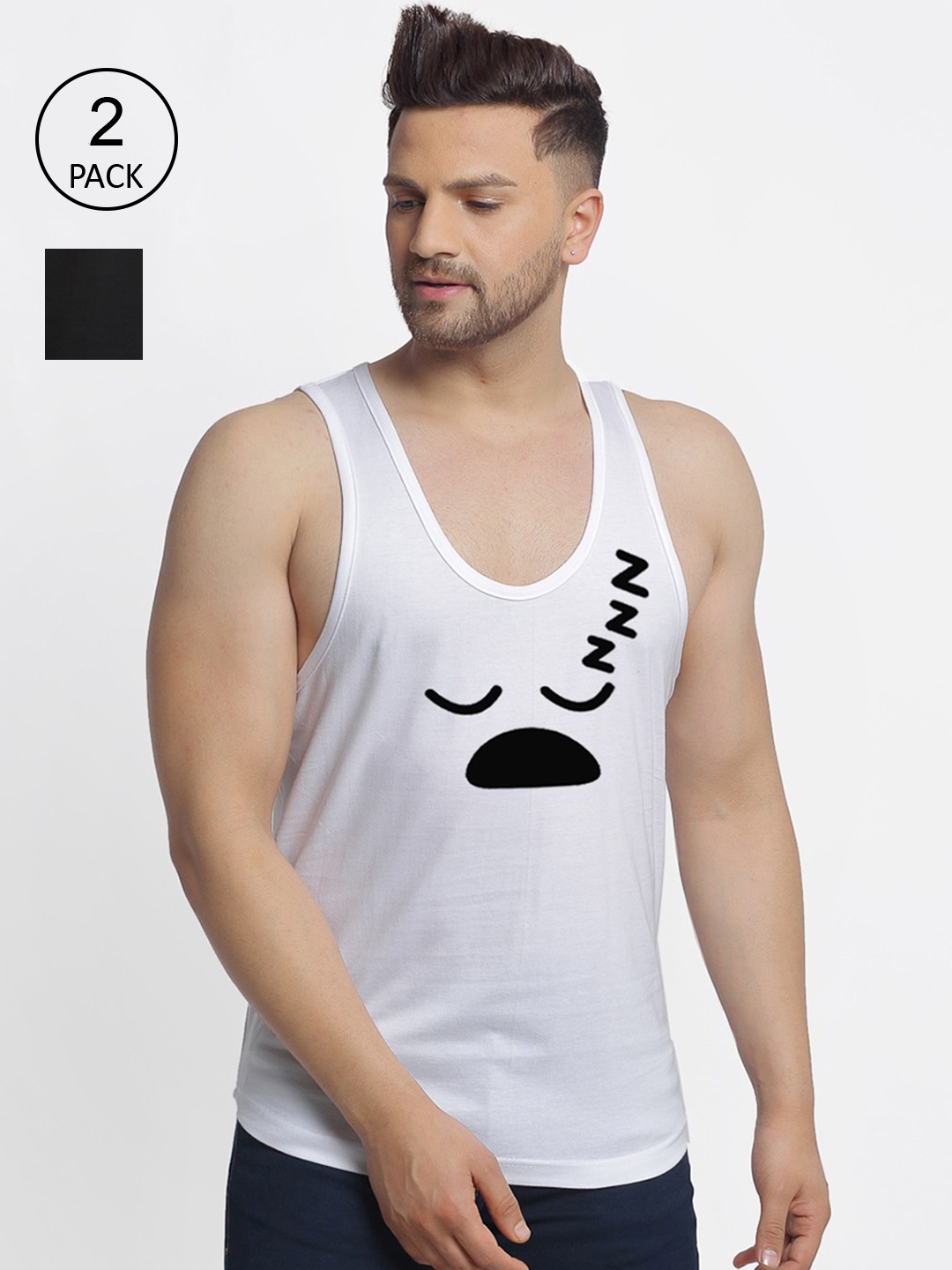 

Friskers Men White & Black 2 Printed T-shirt