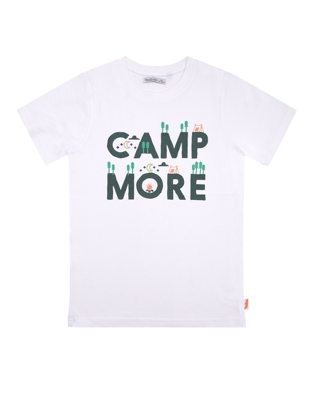 

milou Boys White & Green Typography Printed T-shirt