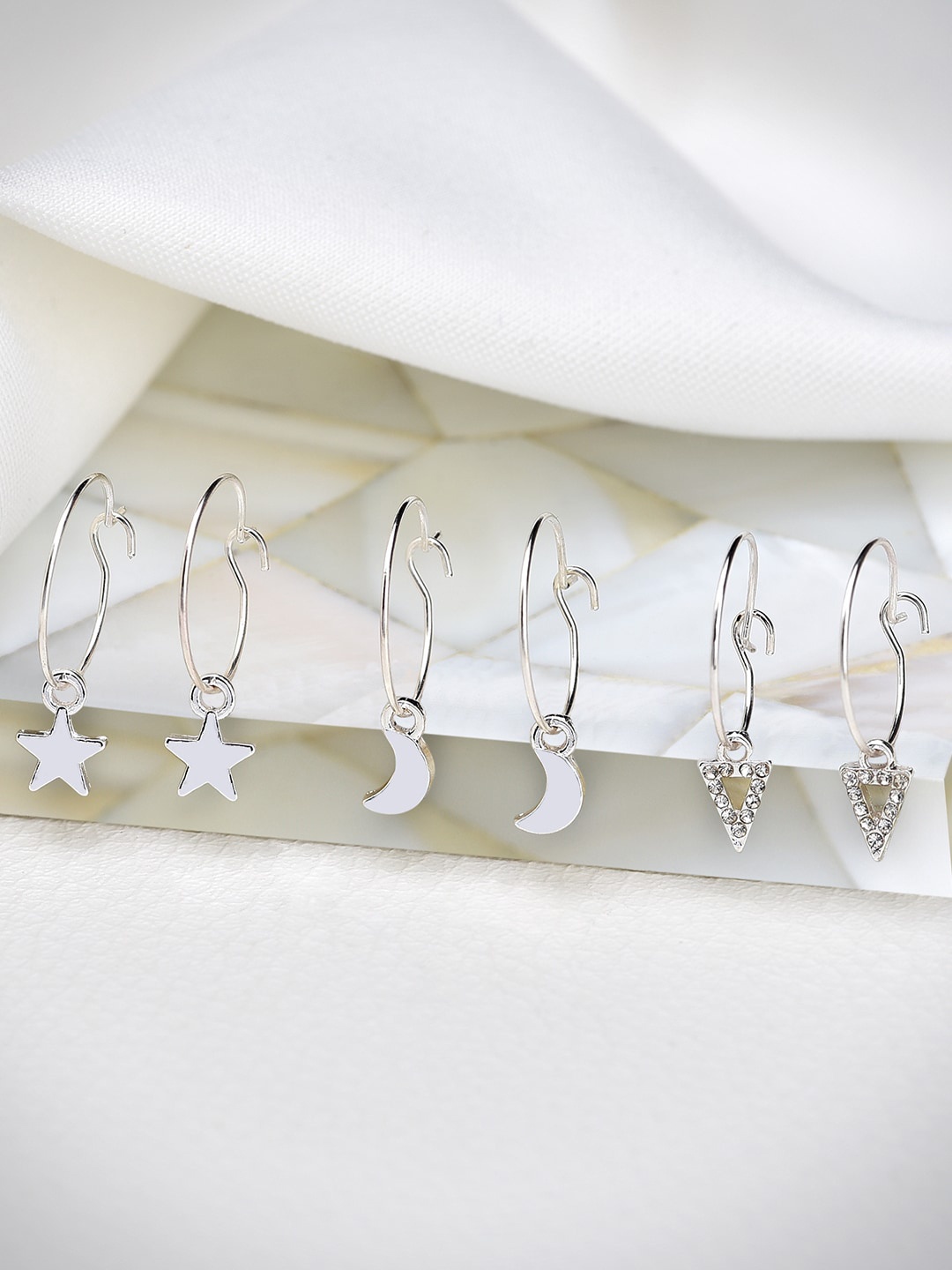 

Accessorize London Silver-Toned Contemporary Hoop Earrings