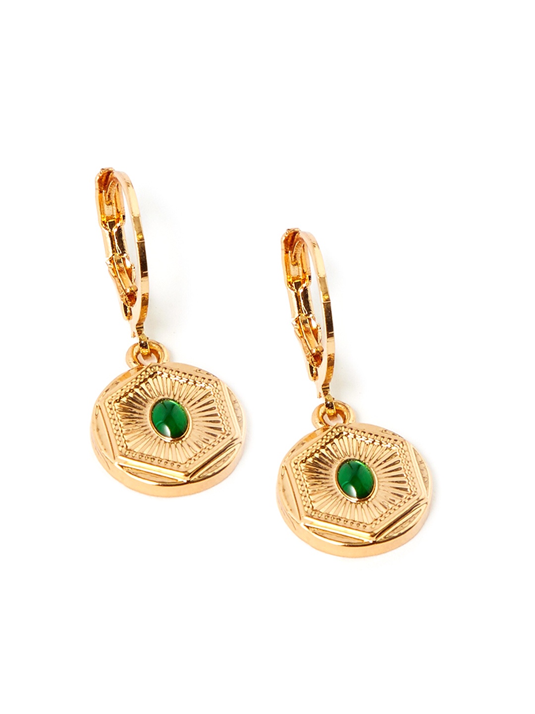 

Accessorize London Women Mini Coin Gem Hoops Earring, Green