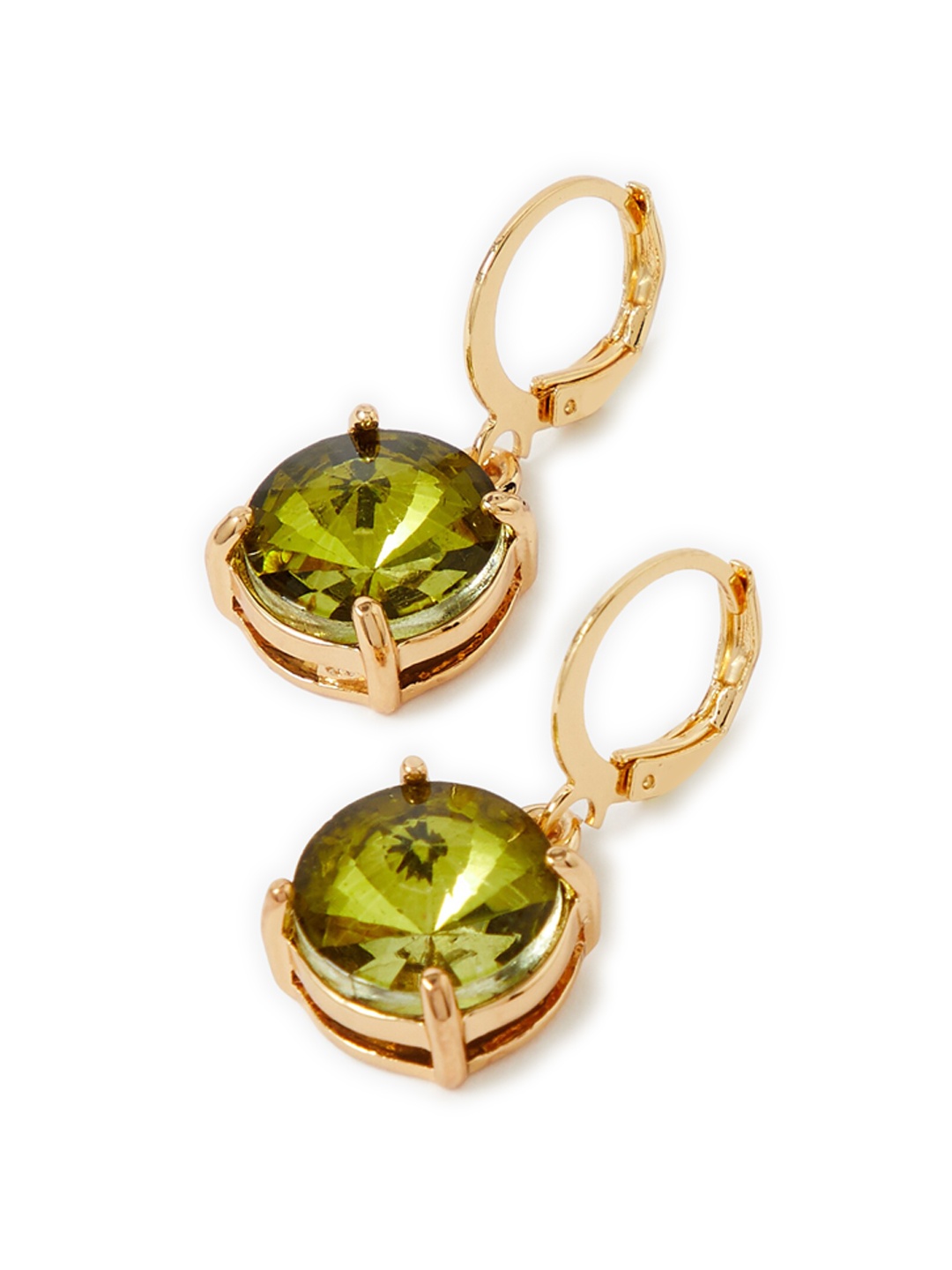 

Accessorize London Green & Gold-Toned Gem Circular Hoop Earrings