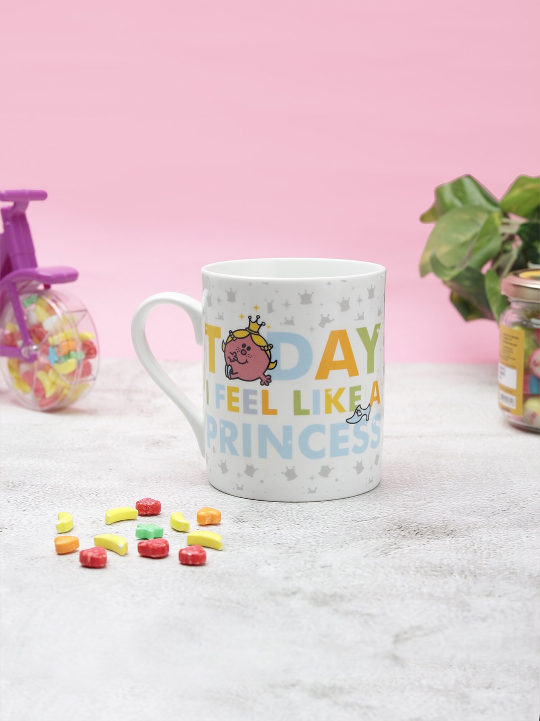 

CLAY CRAFT White Little Miss Princess Printed Ceramic Milk Mug 350 ml