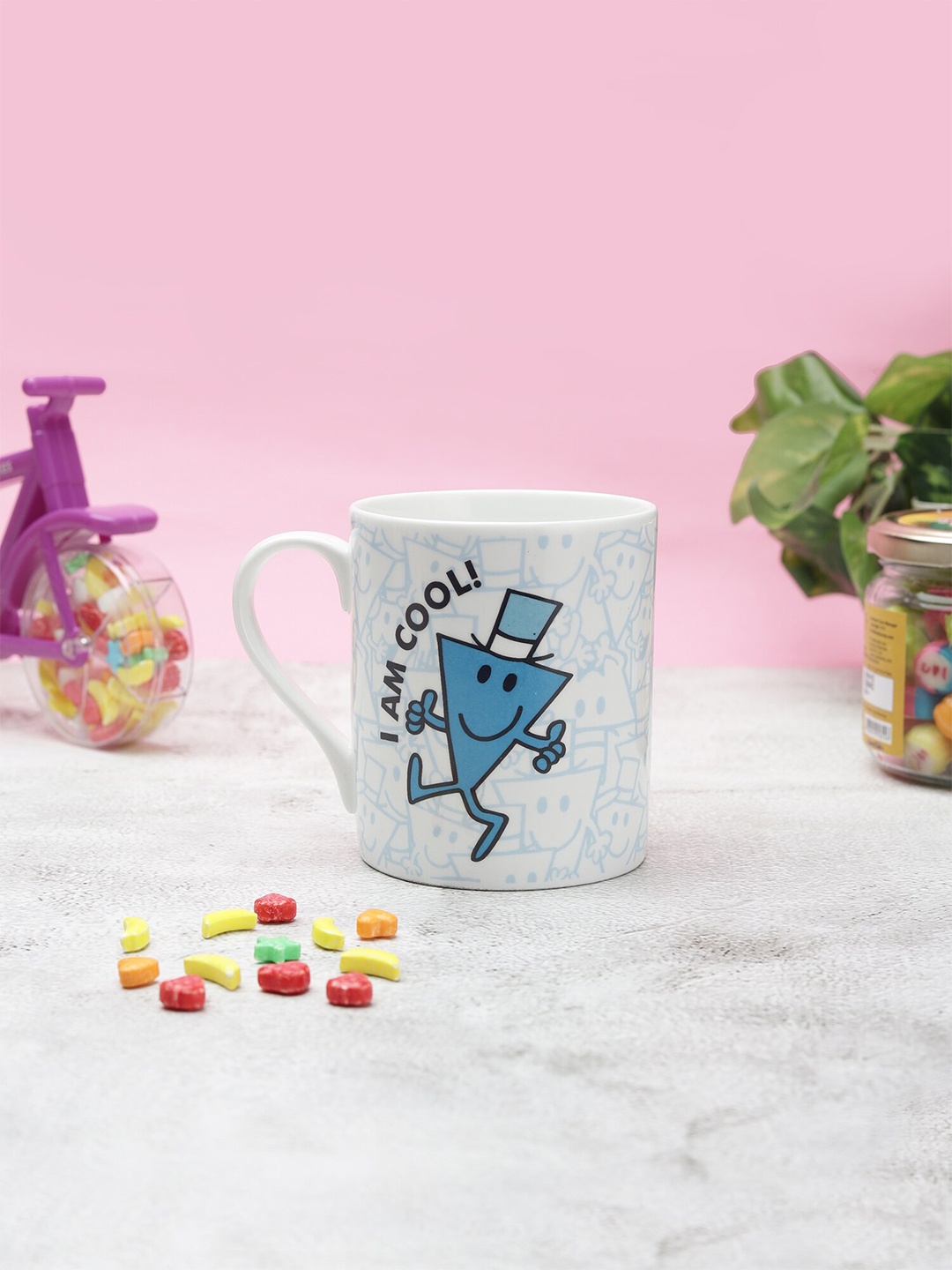 

CLAY CRAFT White Mr. Cool Printed Ceramic Milk Mug 350 ml