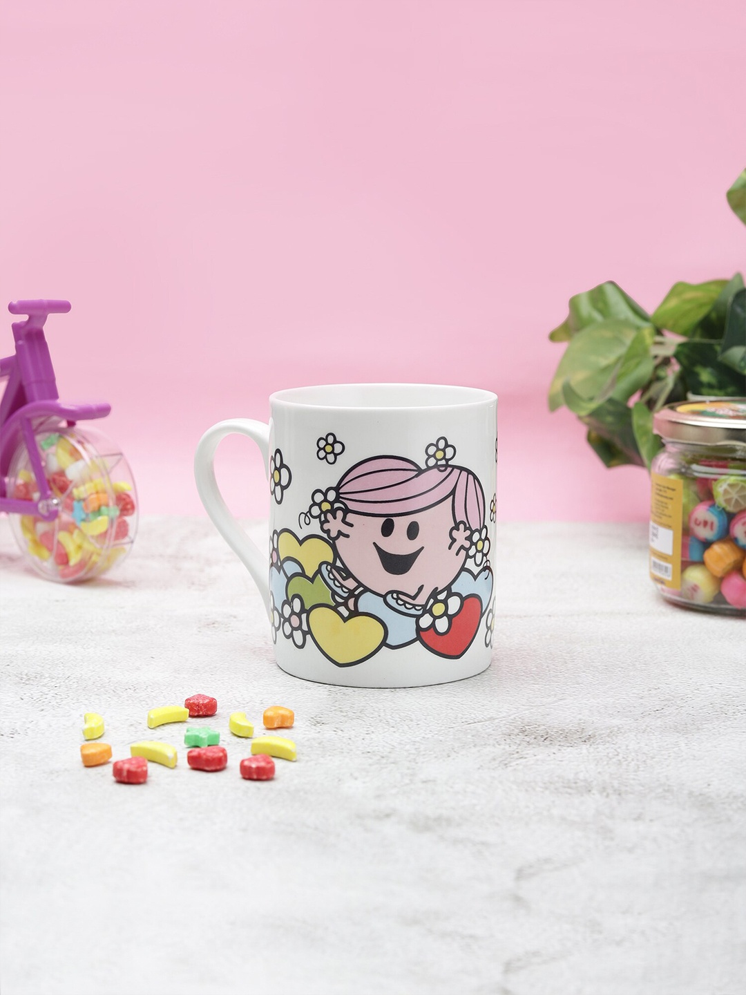 

CLAY CRAFT White Little Miss Hug Printed Ceramic Milk Mug 350 ml