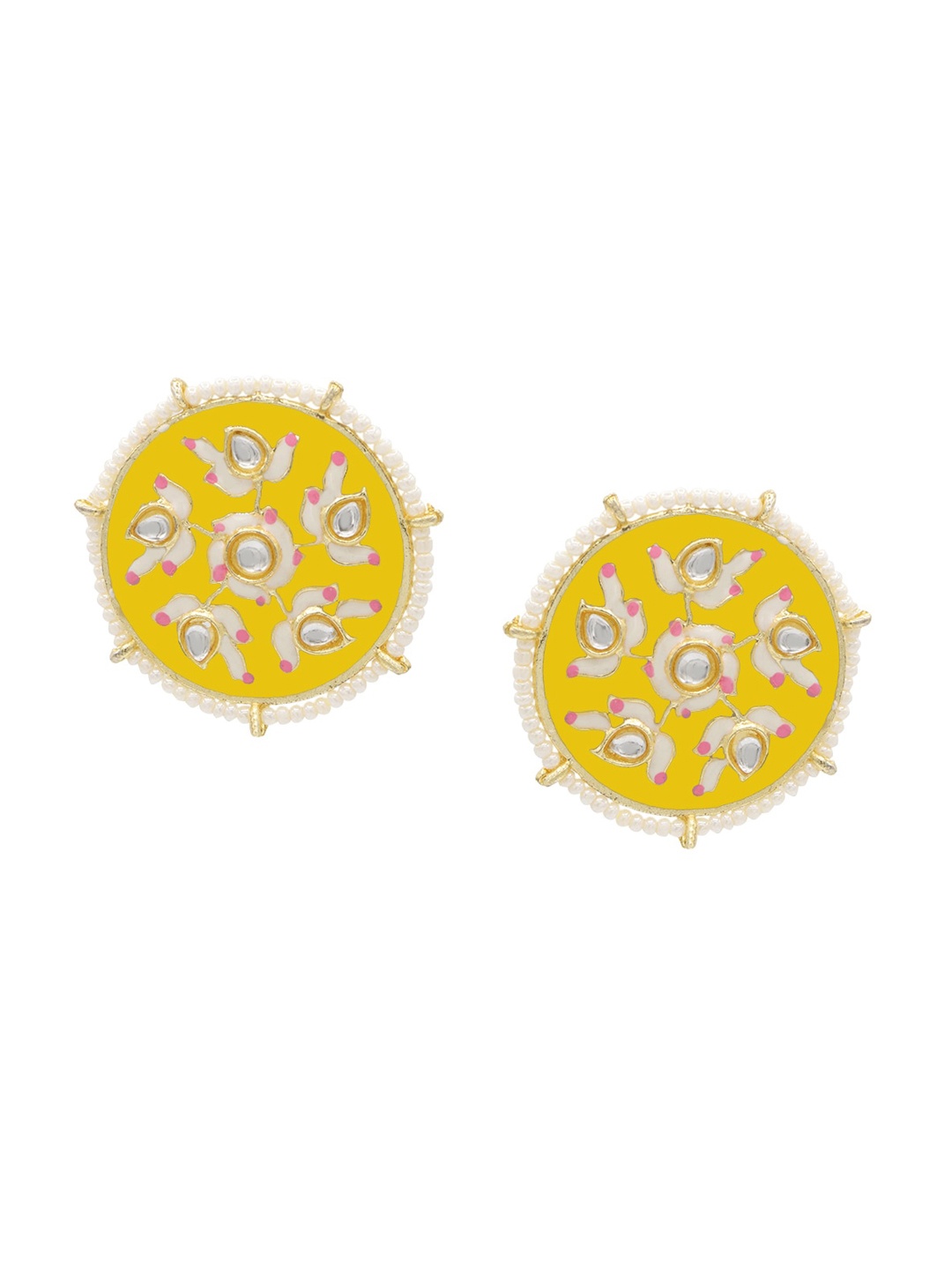 

ASMITTA JEWELLERY Gold Plated Yellow Contemporary Studs Earrings