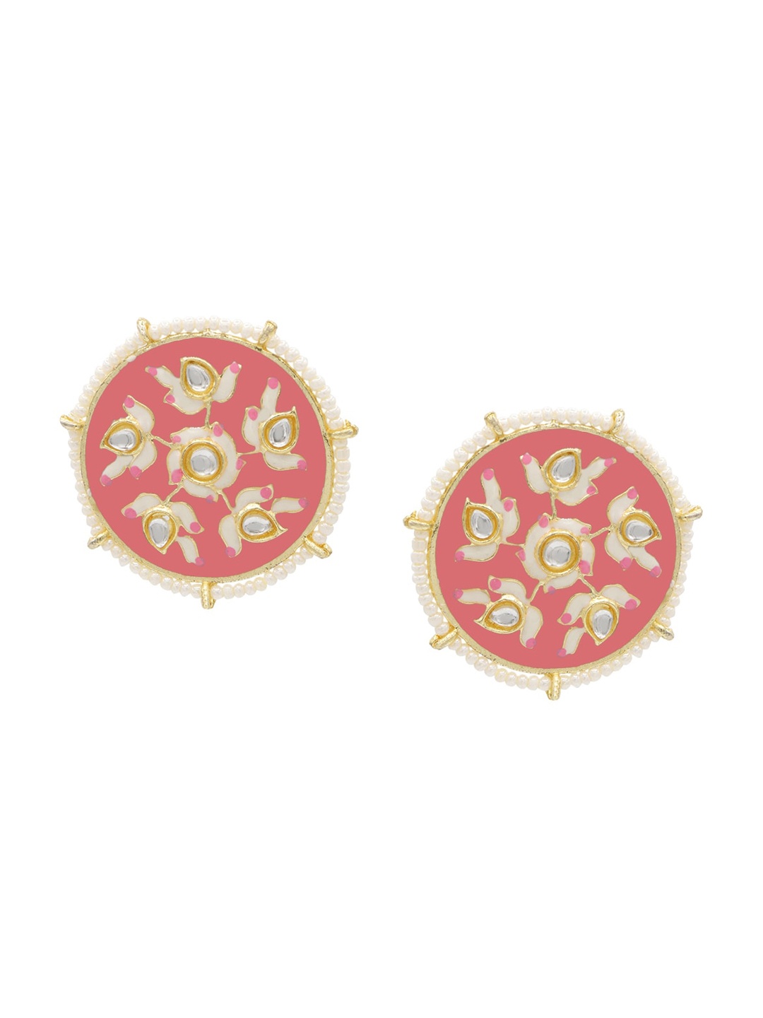 

ASMITTA JEWELLERY Gold Plated Pink & White Spherical Studs Earrings