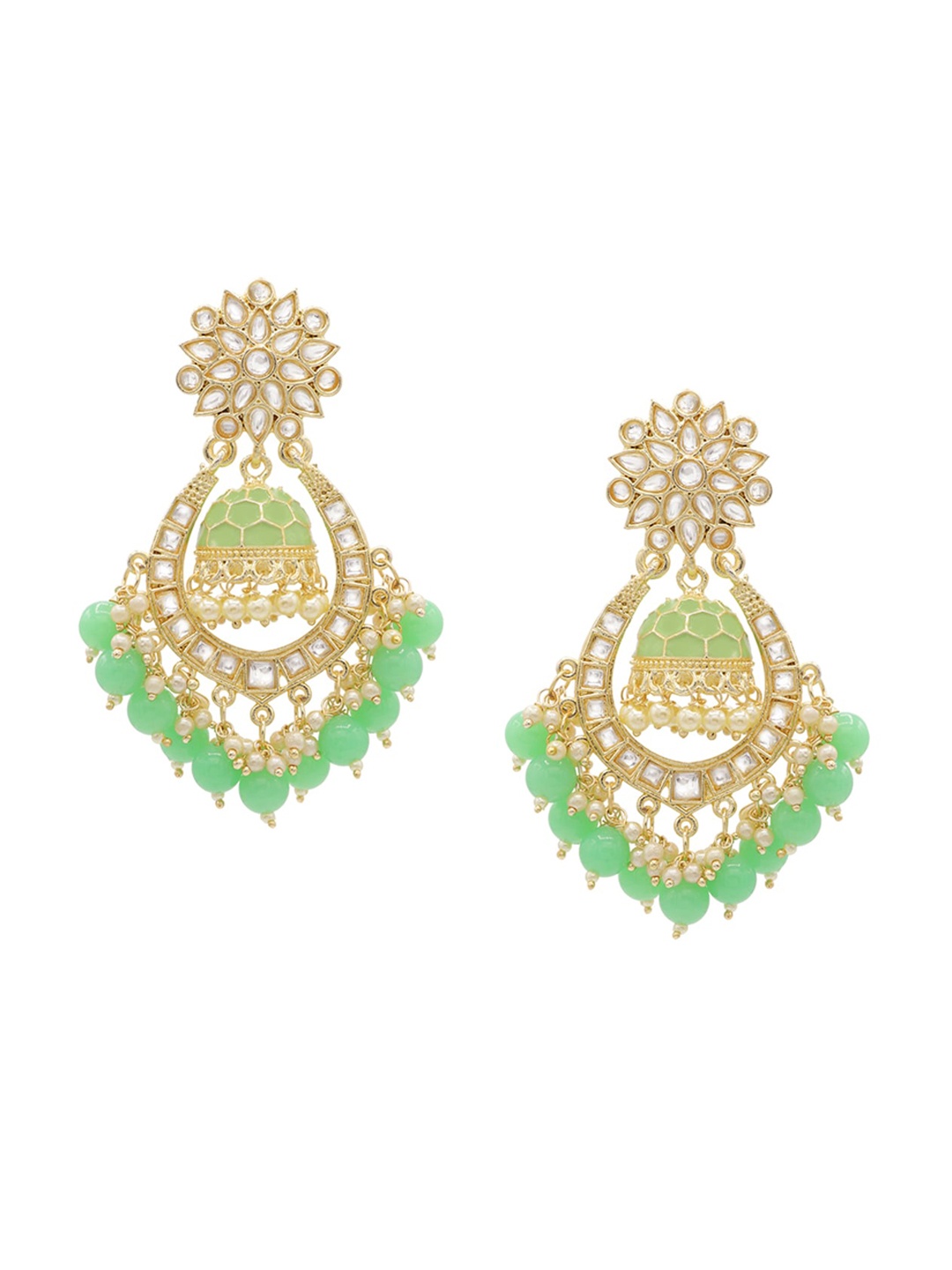 

ASMITTA JEWELLERY Green Contemporary Chandbalis Earrings