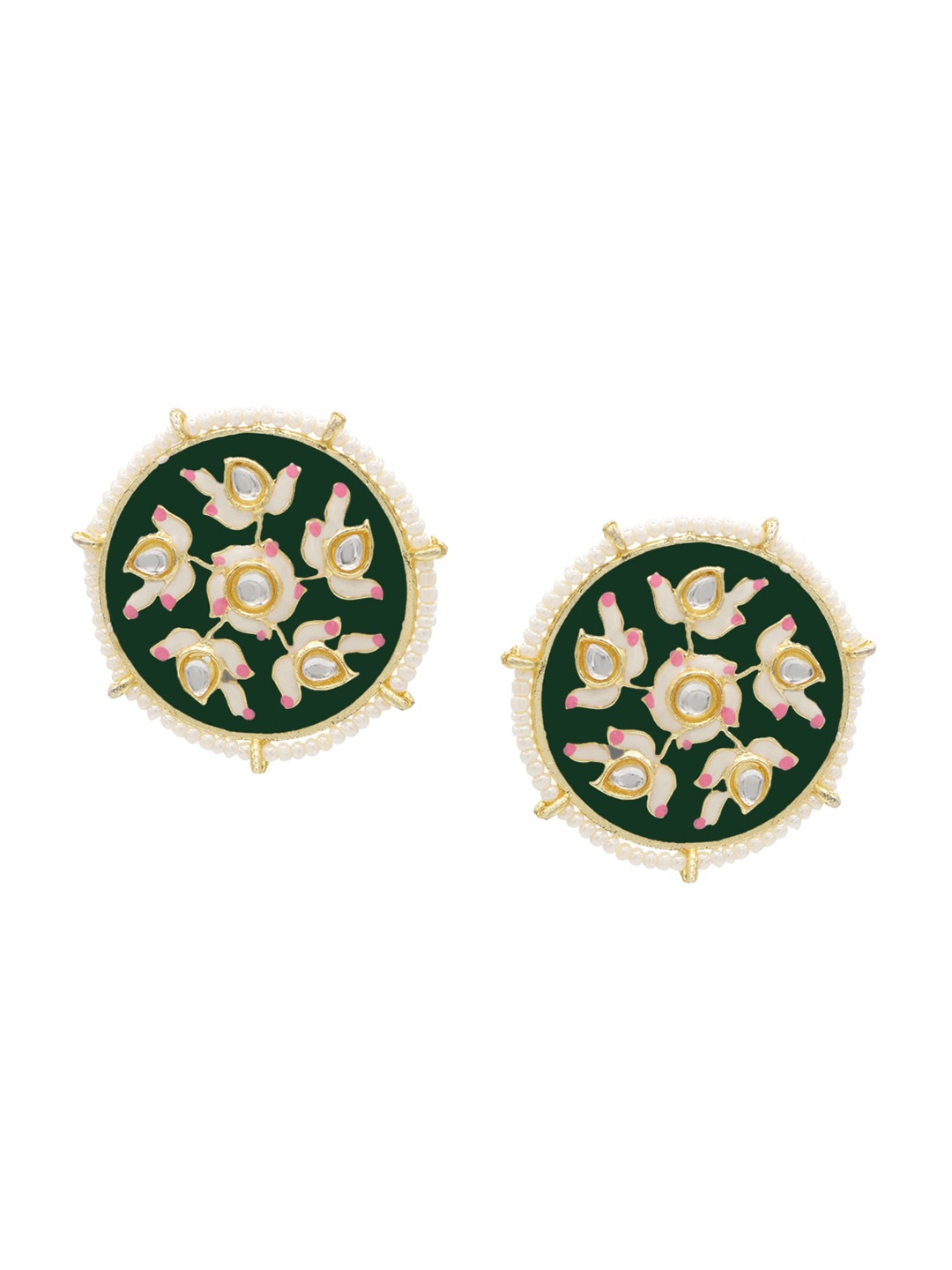 

ASMITTA JEWELLERY Green Gold-Plated Contemporary Studs Earrings