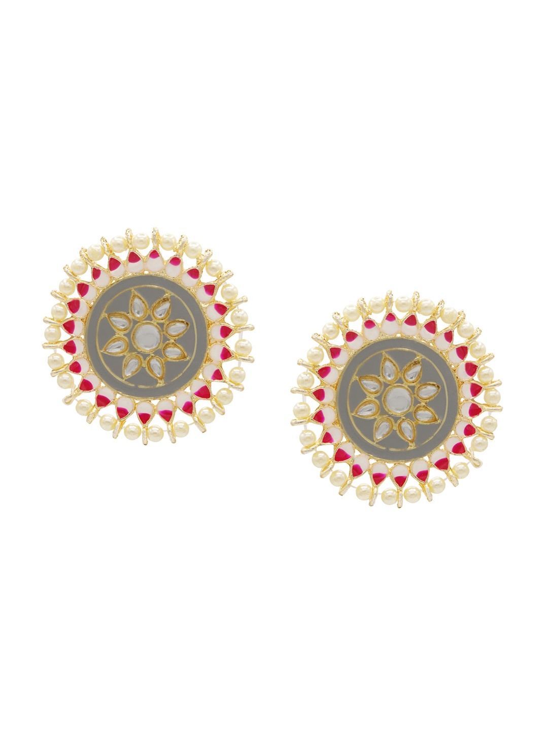

ASMITTA JEWELLERY Gold Plated Grey Contemporary Studs Earrings