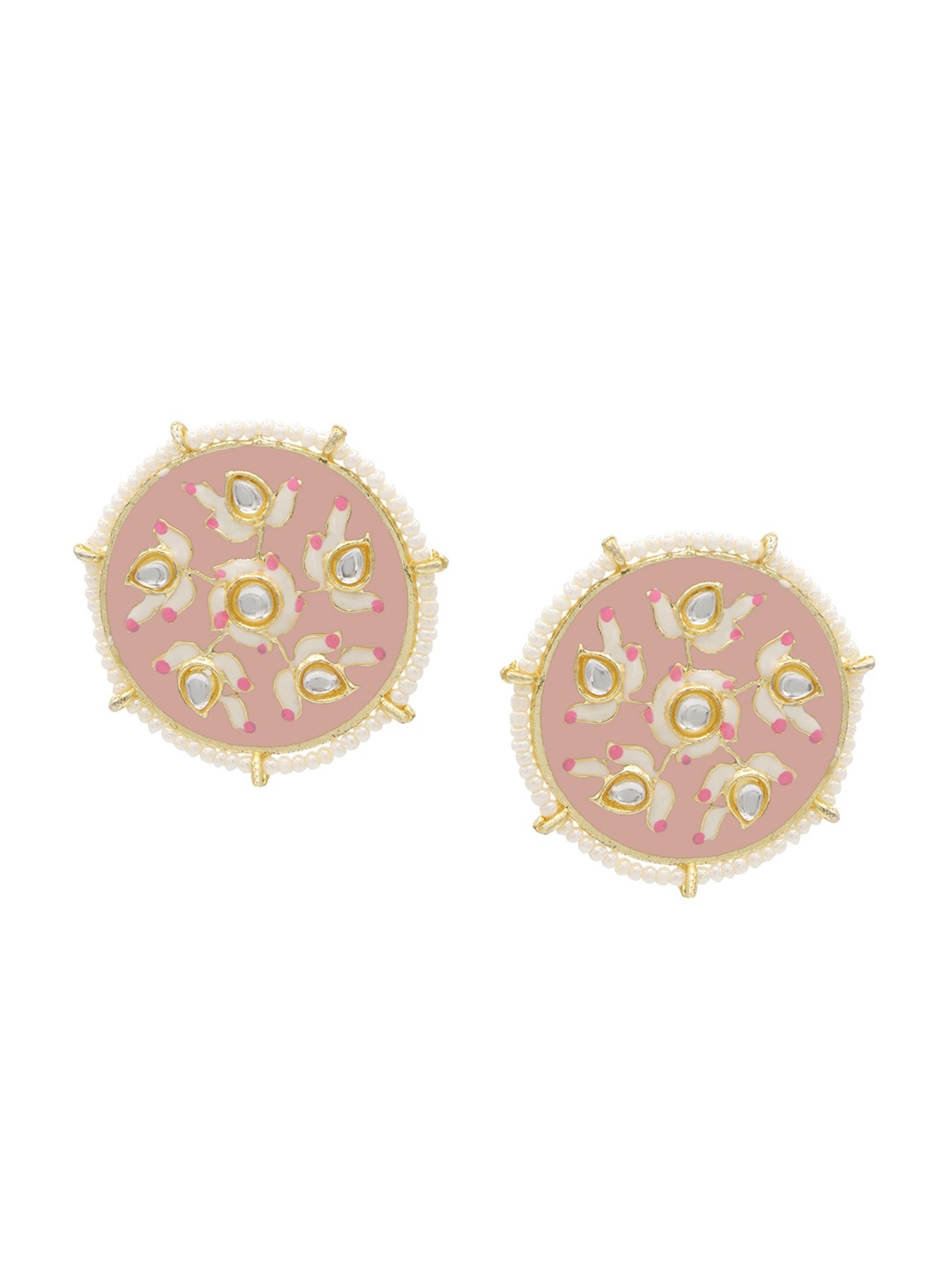 

ASMITTA JEWELLERY Gold-Plated Peach-Coloured Contemporary Studs Earrings